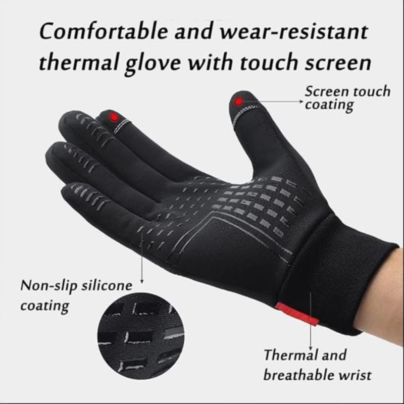 Winter Thermal Gloves, Water-resistant Design Thin Fleece Lined Warm Touchscreen Windproof Compatible Outdoor Sports Essentials, Warm Winter Gloves - For Outdoor Cycling, Driving, Running, Hiking, Great Valentine’s Day Gift - Nice Holiday Present