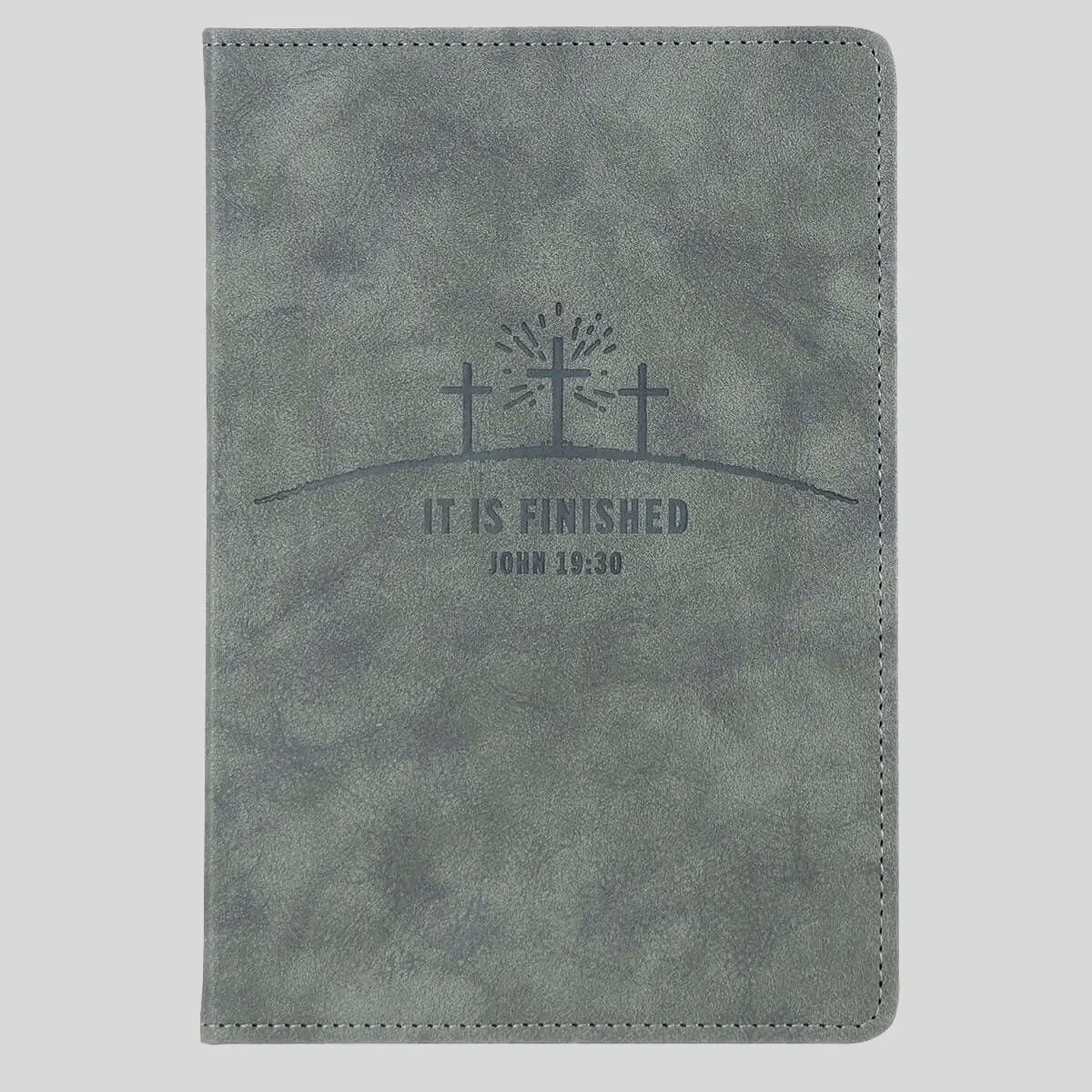 Kerusso Men's Faux Leather Journal, "It Is Finished" Design, 5.75" x 8.5" x 0.75", Lay Flat Binding, Ribbon Marker, Ideal for Bible Study & Personal Reflections