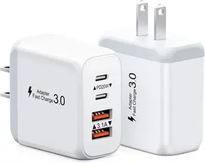 40W USB C Charger Block, 2 Pack 4-Ports Type C Fast  Cubes PD USBC Wall Plug+QC 3.0 USB A, Multiple USB C Charger for  16/15/14/13/12/11 Pro Max/XS,  Galaxy, iPad, Tablet, Pixel