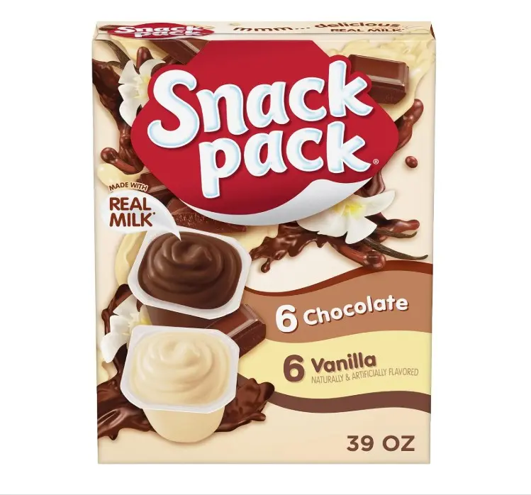 Chocolate and Vanilla Flavored Pudding Cups, 3.25 oz., 12-Count Family Pack