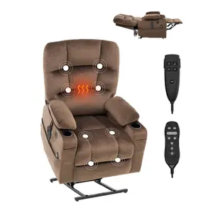 VEVOR Power Lift Recliner Chair, Lift Chair with Heat and Massage for Elderly, Dual Motor Recliner Chair with 2 Cup holders and USB Port, Infinite Position Adjustment Electric Recliner (Large, Brown)