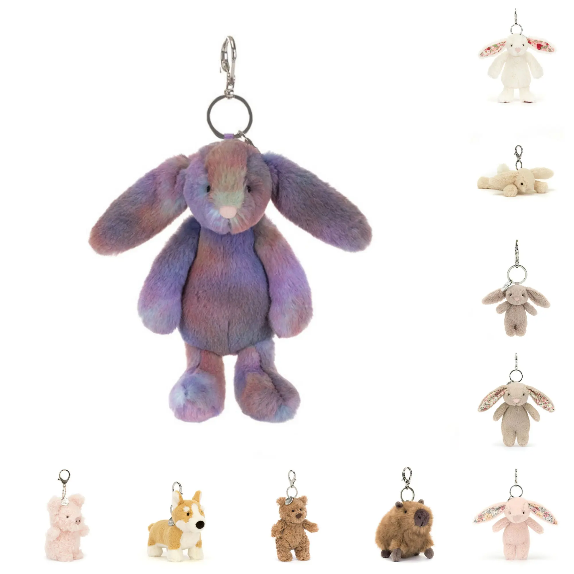 Jellycat Luxe Rabbit Bag Charm – Cute Mini Stuffed Animal Keyring, Soft Bag Charm, Birthday Gift for Kids & Collectors Bag Decor Bag Pendant Keychain