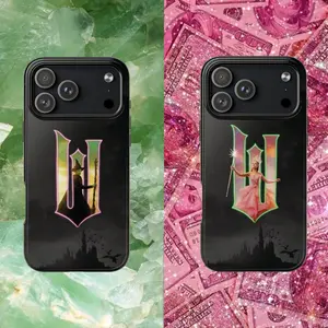 Wicked Glinda/Elphaba MagSafe Phone Case, Witch Design on Black Background, Fantasy Aesthetic Protective Cover for iPhone 17 16e 16 15 14 13 Series