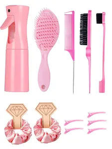 The 12 piece hairdressing set includes a sleep headband, a straight hair comb, a spray bottle, a positioning clip, and a hair accessory set, suitable for women's home, campus, daily hair care, and curly hair maintenance, Home Hair Kit
