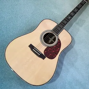 Natural D45 acoustic electric guitar solid spruce top rosewood fingerboard 20Frets