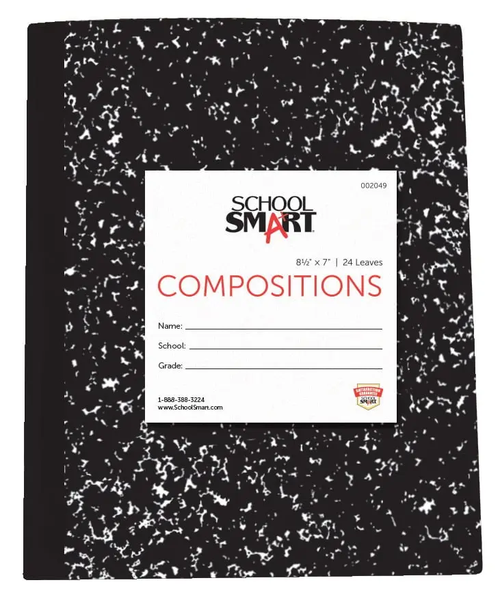 School Smart 002049 8.5 x 7 In. Flexible Composition Book- 48 Sheets - Black Marble Cover