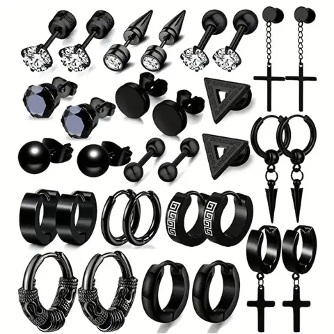 Punk Style Stainless Steel Earrings Set, Earring Pack, Stud Earring Jewelry, High Quality Earrings, Fashionable Earrings for Men & Women, Trendy All-match & Exquisite Jewelry for Birthday Gift