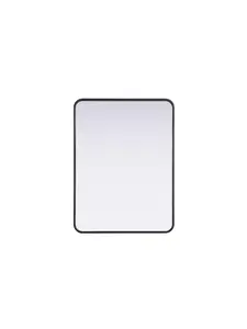 212 MAIN Decorative Hanging Metal Rectangle Mirror - 24x32 in., Smooth Iron Contour, Rounded Corners, Black, Elegant Modern Indoor Wall Decor