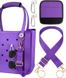 Bag Strap Charms Crossbody for  Accessories -  Strap Neoprene Luggage Handle Wrap for Suitcase & 2 Key Holders Purple