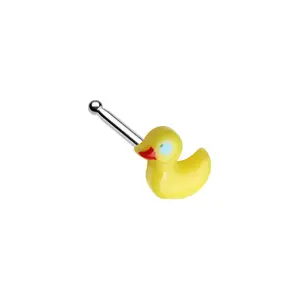 Yellow Rubber Ducky Nose Bone Stud - 316L Stainless Steel