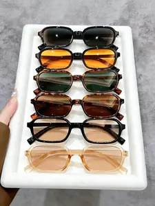 6pcs Oval Frame Fashion Glasses Unisex, Daily Wear, Street Photography, Driving, European and American Style, Sun Protective Sunglasses, Perfect for Men and Women