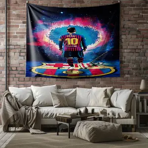 Inspired Soccer Player Wall Tapestry, Stunning Digital Print Wall Hanging Featuring FC Jersey Design, Cosmic Sports Decor for Bedroom, Living Room, or Game Room, Unique Artwork for Soccer Fans and Home Decor Enthusiasts