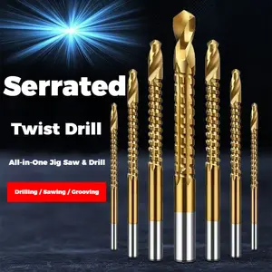 Multifunctional Sawtooth Spiral Drill Bit Set for Flower Engraving Slotting High Speed Steel Woodworking Punching Positioning Electric Drill Tools