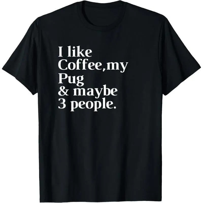 Women's Casual 100% Cotton Funny Pug Print T-Shirt, Basic Shortsleeve Soft Top, Simple Comfortable Dog & Coffee Lover Gift Made in USA, Straight, Round Neck, Menswear, Everyday, Printed, Short Sleeves, 3Xl, Fashion, Tshirt, Straight Cut, Graphic, Double S