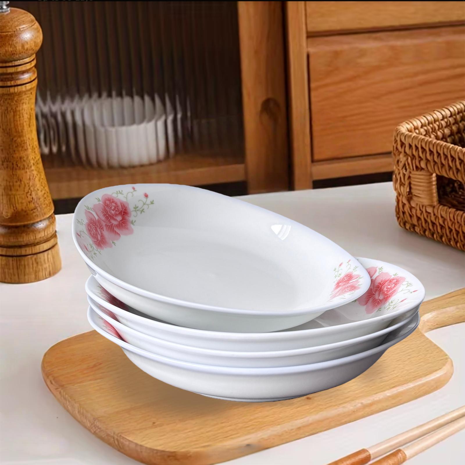 Viral Red Rose Ceramic Dinner Plates with Handles! 8 Inch Elegant Floral Design Plates, Microwave & Dishwasher Safe, Thickened Anti-Scald Stackable Plates for Pasta, Soup, Home Kitchen Upgrade Must-Have!