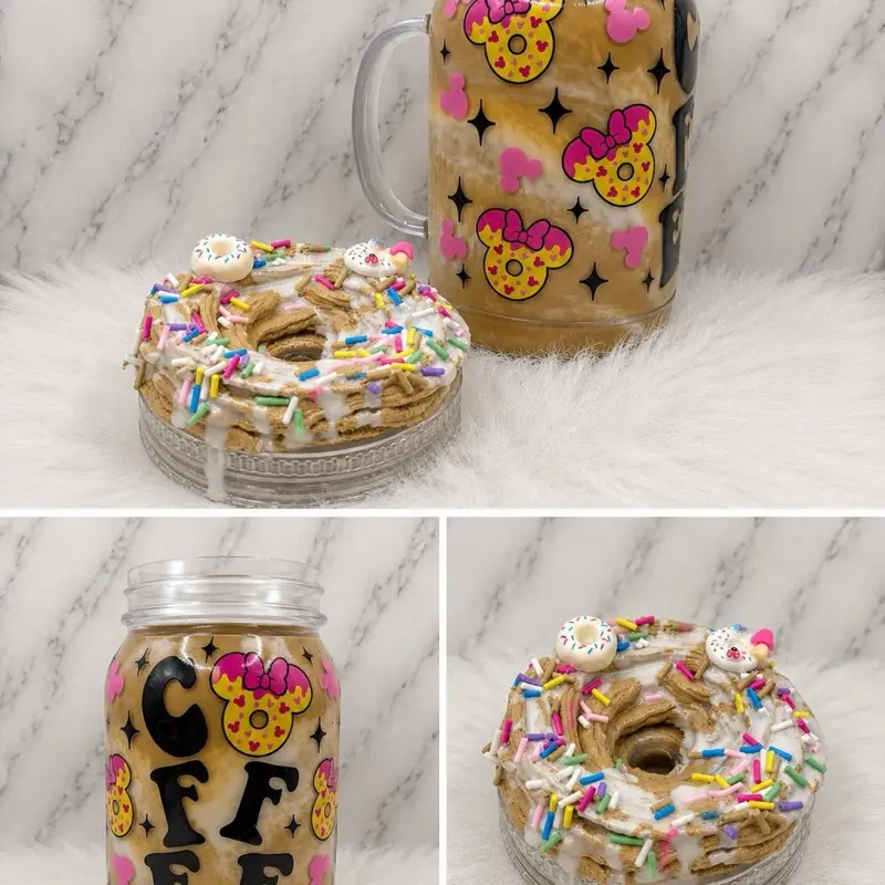 Purple glitter snow globe tumbler 20 oz whit straw handmade gift cup