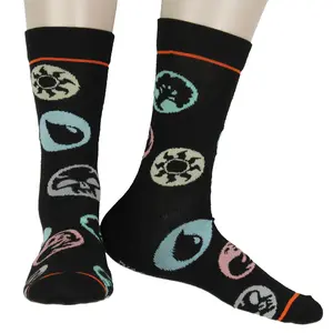 Magic The Gathering Men's Colors Of Magic Symbols Allover Design Adult Mid-Calf Crew Socks Shoe Sizes 8-12
