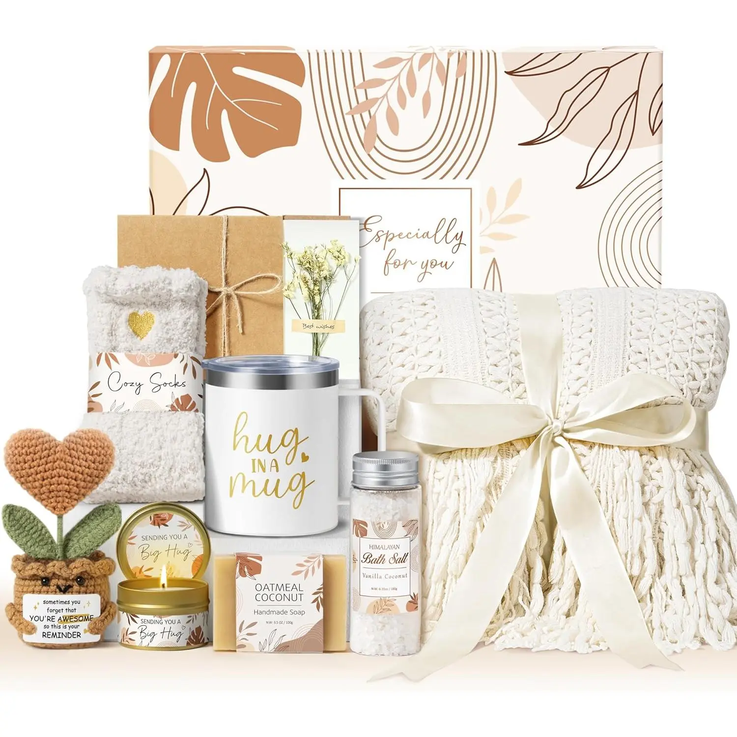 Self Care Gifts Get Well Soon Gift Baskets for Women, Easter Mothers Day Birthday Gifts for Women Care Package, Unique Sympathy Gift Basket Spa Thinking of