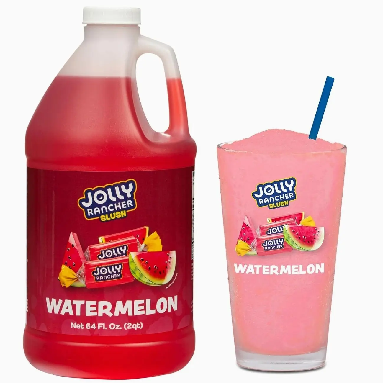 JOLLY RANCHER® Watermelon Frozen Beverage Mix – Fruit Flavor Slushie Mix for Machine, 1/2 Gallon Bottle – Frozen Drink Concentrate, 5:1 Ratio for Slushie & Frozen Drink Machines