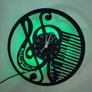 Music Theme Vinyl Record Wall Clock, Perfect for Living Room Bedroom Office Music Studio Decor, Unique Gift for Musicians Pianists Teachers