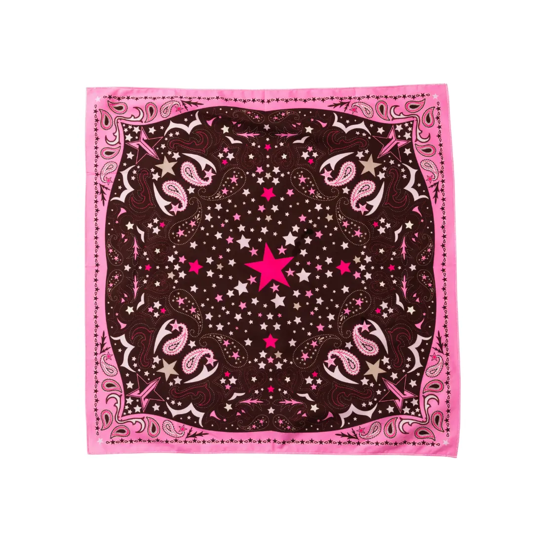 Western Star Bandana - Pink Paisley Print with Stars & Jeffree Star Cosmetics Logo Western Star Bandana - Pink Paisley Print with Stars & Jeffree Star Cosmetics Logo