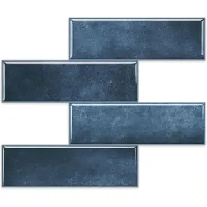 10 Sheets Thick Peel and Stick Self Adhesive Wall Tiles Backsplash for Kitchen and Bathroom, 12"x9.8", Deep Blue