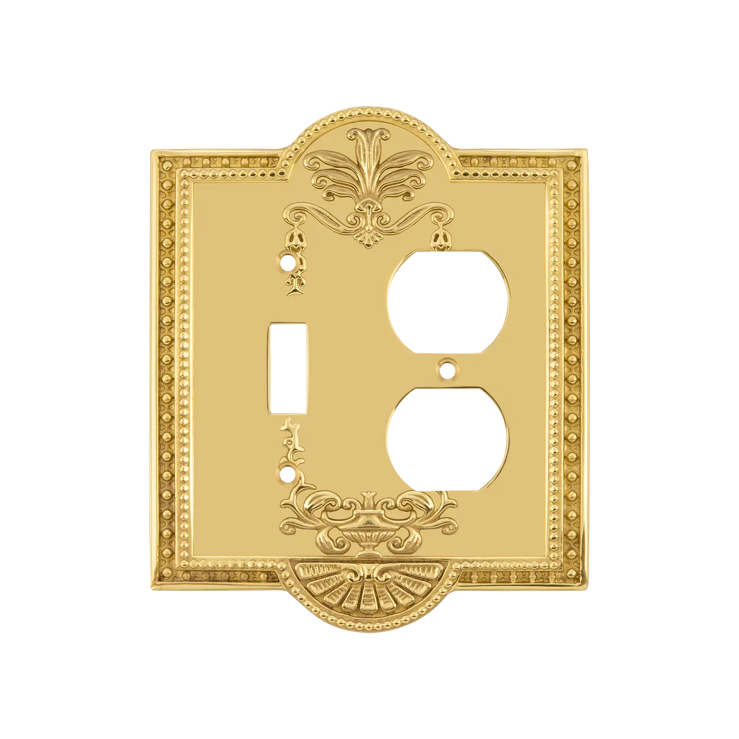 Meadows Switch Plate with Toggle and Outlet in Polished Brass