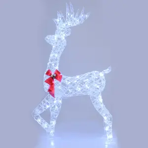 COSTWAY - 5 Feet Pre-Lit Christmas Reindeer with 100 LED Lights