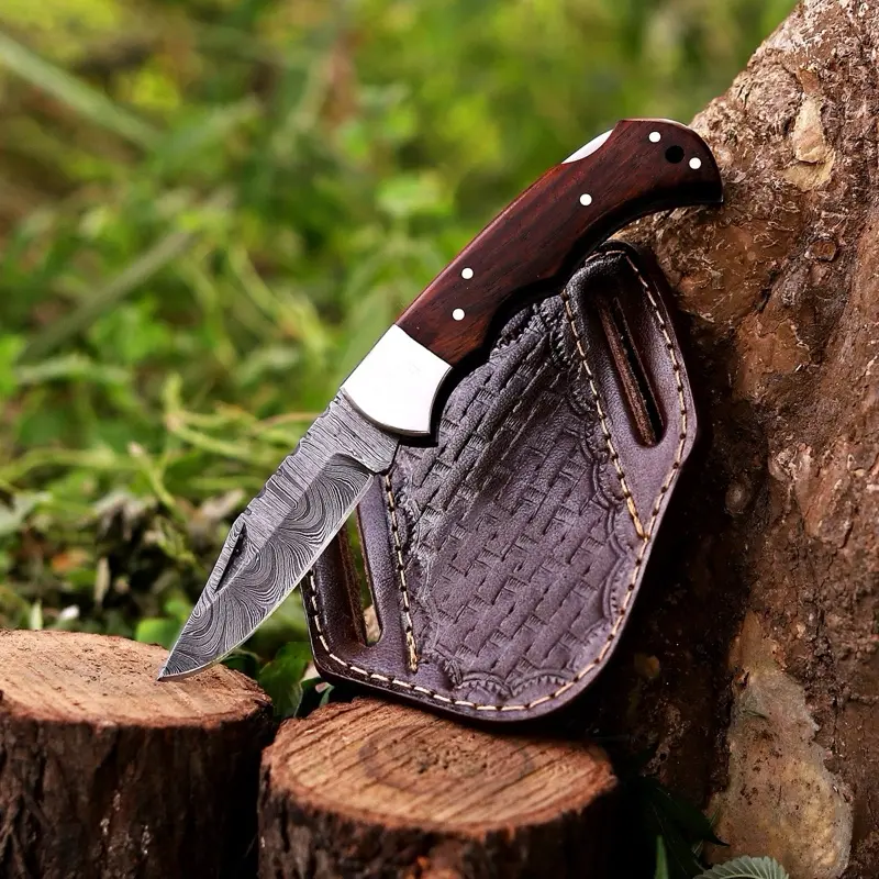 Handmade Damascus Pocket Folding Knife, Gift for Boyfriend , Dad, Husband, Anniversary, Groomsmen