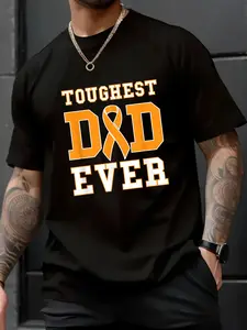 100% Cotton Unisex Toughest Dad Ever - Leukemia Awareness Ribbon Fathers Day T-Shirt – Trendy Summer Tee, Casual Streetwear, Gift for Him & Her