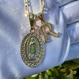 Virgin Mary Necklace with Letter Pendant on Chain - Elegant Design for Personal Use