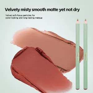 2 Color Matte Lip Liner Pencil with Sharpener Cover, Easy Grip Wood Stick, Clear Lip Contouring, Suitable for Lipstick Needs