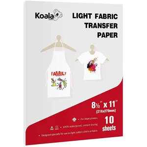 Koala Iron-On Transfer Paper for Light Color Cotton Fabric - 10/25 Sheets | Easy DIY Heat Transfer Paper for T-Shirts, Bags & More