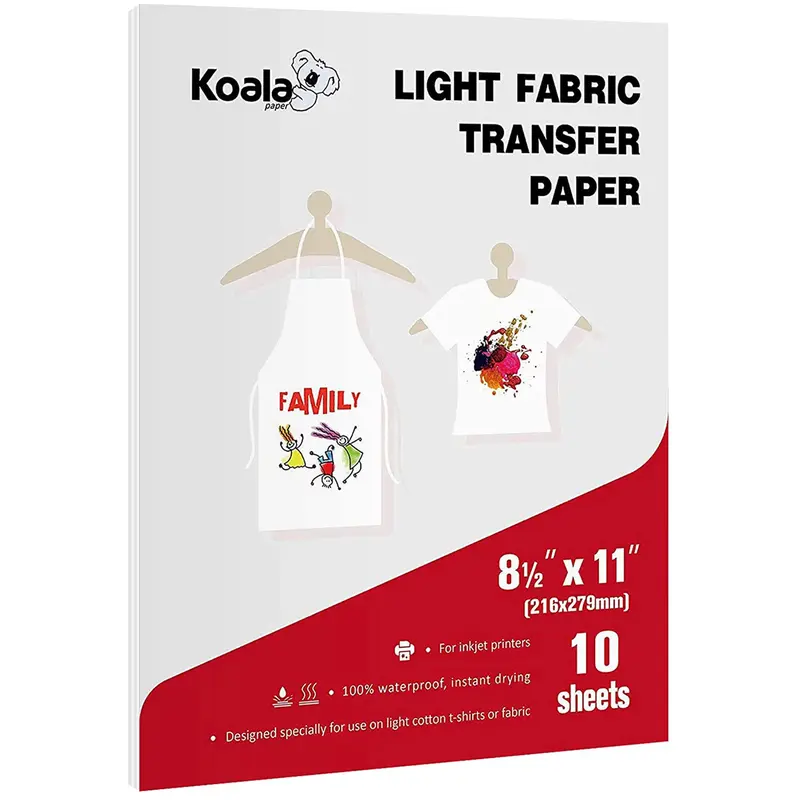 Koala Iron-On Transfer Paper for Light Color Cotton Fabric - 10/25 Sheets | Easy DIY Heat Transfer Paper for T-Shirts, Bags & More