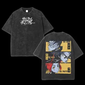 Samurai Champloo Lightweight Acid Washed Tee, Mugen,Jin,Fuu Kasumi Unisex T-Shirt, Gift For anime lover Menswear Top shirts men, Graphic tee, Streetwear Crewneck designer