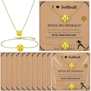 Softball/Soccer/Volleyball/Basketball 12 Sets Necklace and Bracelet 12  Necklaces 12 Charm Bracelet for Women  Team   Accessories Party Favor for Player
