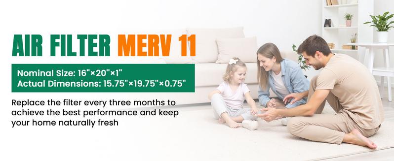 16 * 20 * 1 Air Filter,MERV 11,Furnace Air Filter for HVAC,Dust Defense-4packs by MIFLUS