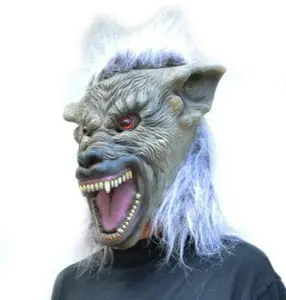 Halloween Werewolf Mask Costume Party Cosplay Latex Mask - Black Gray Wolf