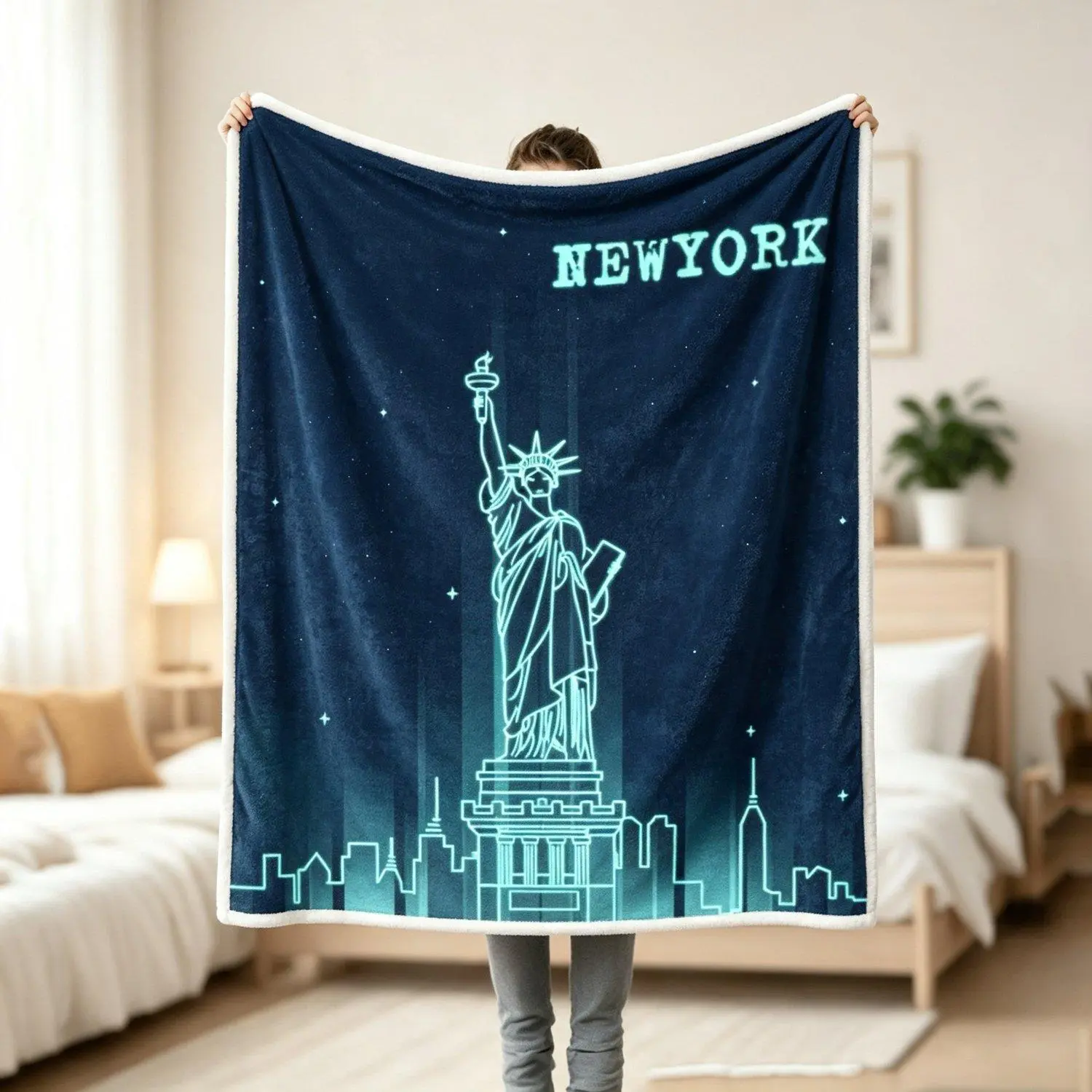 New York City Statue Of Liberty Blanket Soft Cozy Throw Blanket for Home Sofa Couch Travel Warm Blanket New York Themed Gift For Men Women