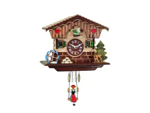 Engstler Wooden Cuckoo Clock - Small House Decor Ornament with Natural Wood Finish