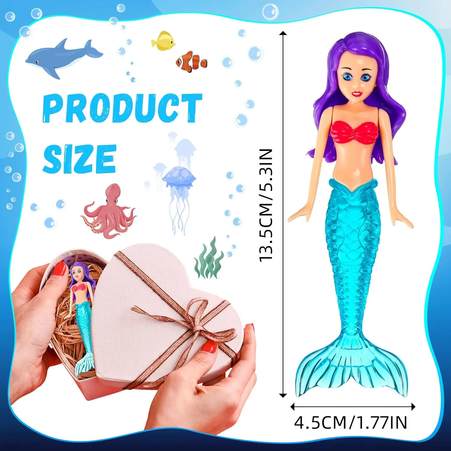 4 Counts Colorful Mermaid Dive Bath Toys, Fun Pool Swimming Game Set for Boys, Girls, Teens and Adults, Ideal for Pool Parties, Swimming Pool Sets