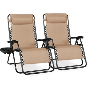 Best Choice Products Set of 2 Extra Wide Zero Gravity Lounge Chair Recliners w/ Cup Holder