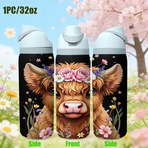 950ML 32oz Stainless Steel Vacuum Insulated Tumbler with Lid & Straw, Double Wall Travel Mug, BPA-Free, Leakproof Water Bottle