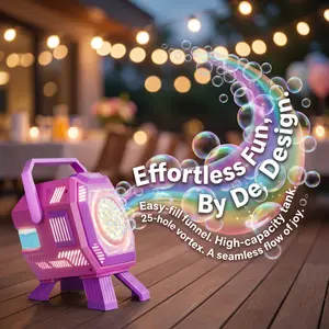 Upgrade Desktop Bubble Machine, Unisex, Auto Rotate Light Effect, Party Wedding Essential, Requires 4 Aa Batteries, Ages 3+