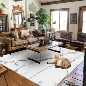 Reusable Pet Mat with Cracked Stone Texture, Washable Dog & Cat Pad, Non-Slip Training Mat for Puppies, Polyester Fiber Material