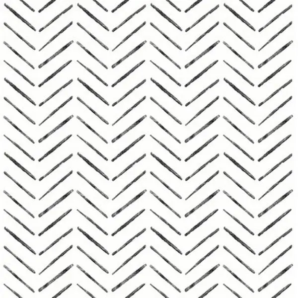NuWallpaper Black Chevron 216"x20.5" Peel and Stick Wallpaper Geometric Black
