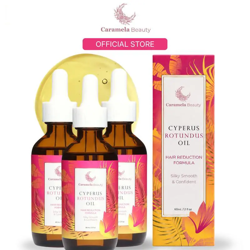 3 Bottles Caramela Beauty Cyperus Rotundus Oil - 60ml Natural Cyperus Rotundus Oil For Hair Removal, Moisturizing & Soothing Cyperus Oil For Reducing Body Hair Growth, Hair Removal Oil Ideal for All Skin Types