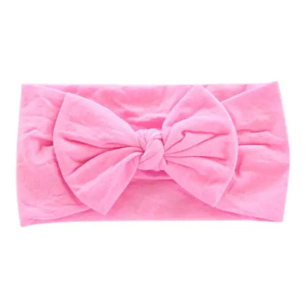 Bubblegum Pink Nylon Bow Headwrap for Babies, Toddlers & Adults-Soft Stretchy Headband-Summer Hair Accessories for Casual & Party-Kids Fashion