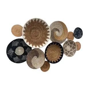 Luxury Decor - Set of 11 Basket Wall Decor, Boho Wall Decor, Boho Wall Art, Wicker Round Bowl, Wicker Wall Tray, Bohemian Wall Decor, Hanger Wall Plate Hanging Gift