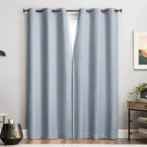 1pc 72"x84" Sun Zero Serenity Abstract Magnetic Closure 100% Blackout Grommet Curtain Panel Chambray